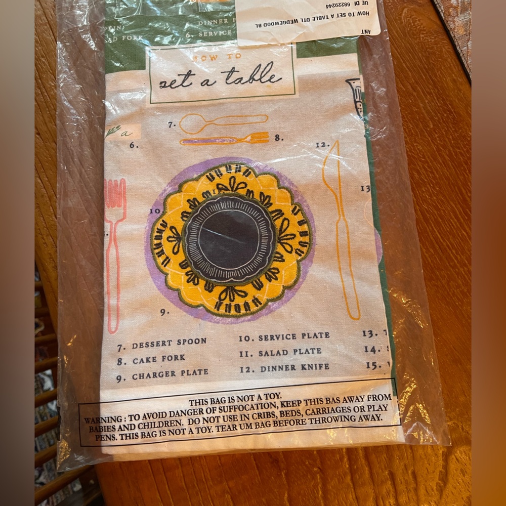 Anthropologie “How to Set A Table” NWT dishtowel; fun & useful. Sold out @anthro